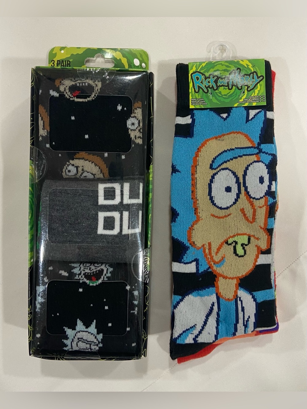 Adult Swim Rick & Morty Crew Socks Shoe Size 8-12, LOT of 2